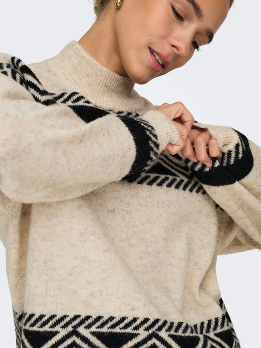 Only ONLY Strickpullover Rundhals langarm tiefe Schultern – Hellbraun, Bild 4