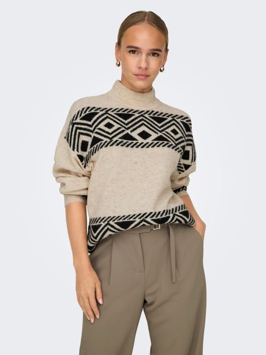 Only ONLY Strickpullover Rundhals langarm tiefe Schultern – Hellbraun, Bild 6