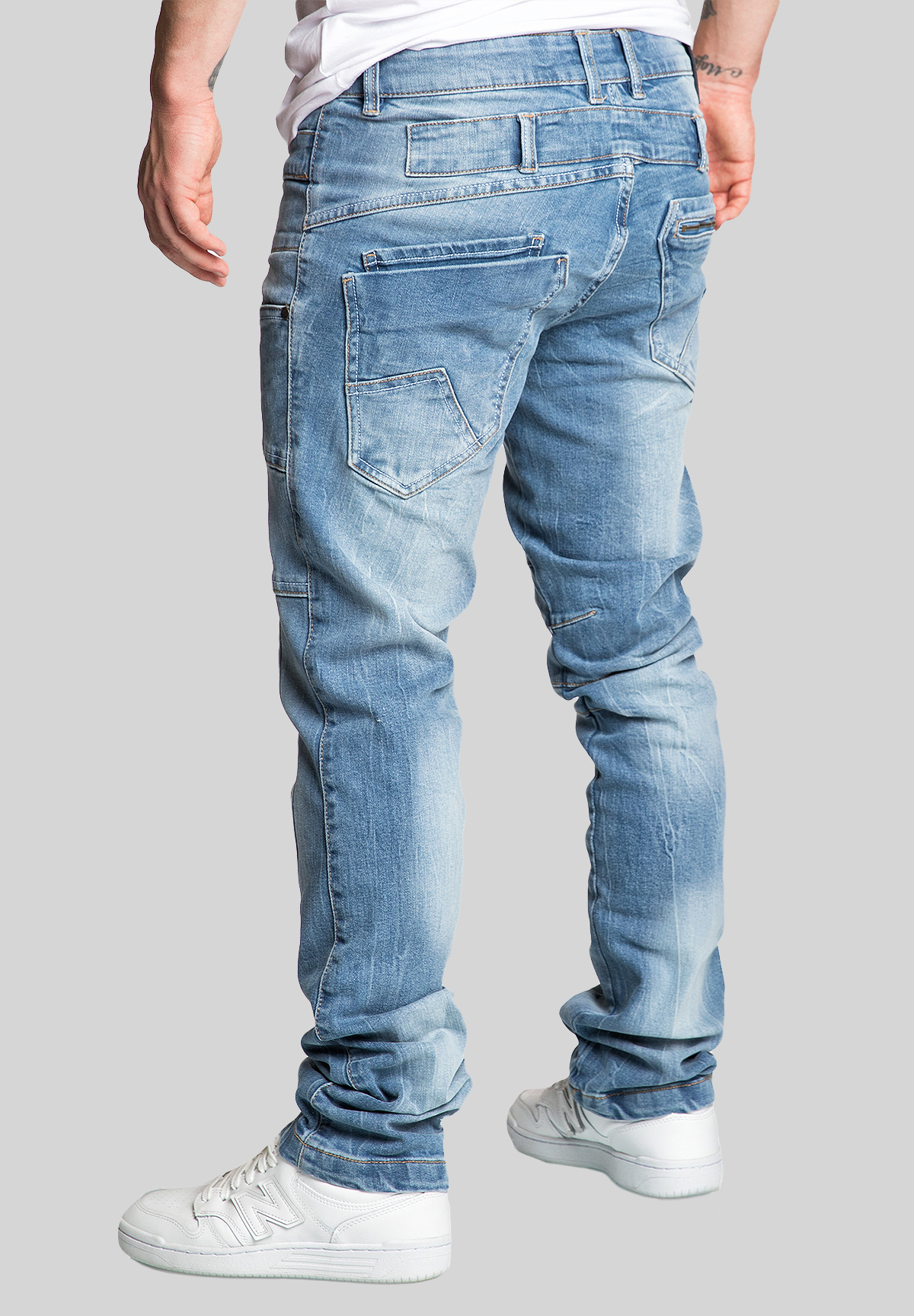 Design Jeans Regular Stretch Denim Pants Patchwork-Look A&S Design Jeans Regular Stretch Denim Pants Patchwork-Look A&S