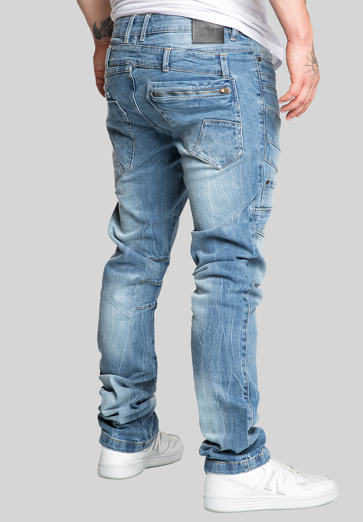 Design Jeans Regular Stretch Denim Pants Patchwork-Look A&S Design Jeans Regular Stretch Denim Pants Patchwork-Look A&S