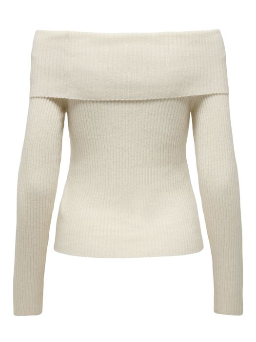 Only Weicher Strickpullover Langarm Schulterfrei – Creme, Bild 7
