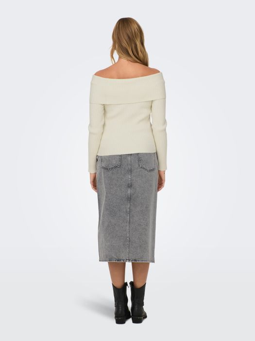 Only Weicher Strickpullover Langarm Schulterfrei – Creme, Bild 3