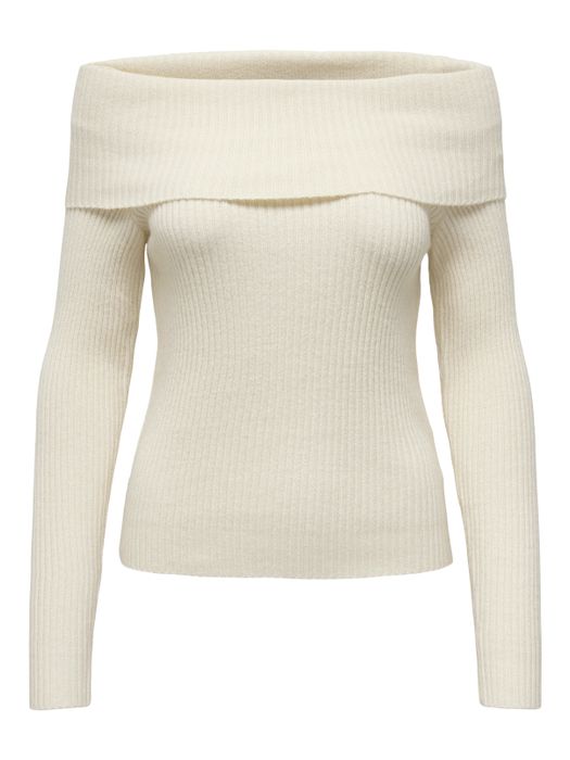 Only Weicher Strickpullover Langarm Schulterfrei – Creme, Bild 8