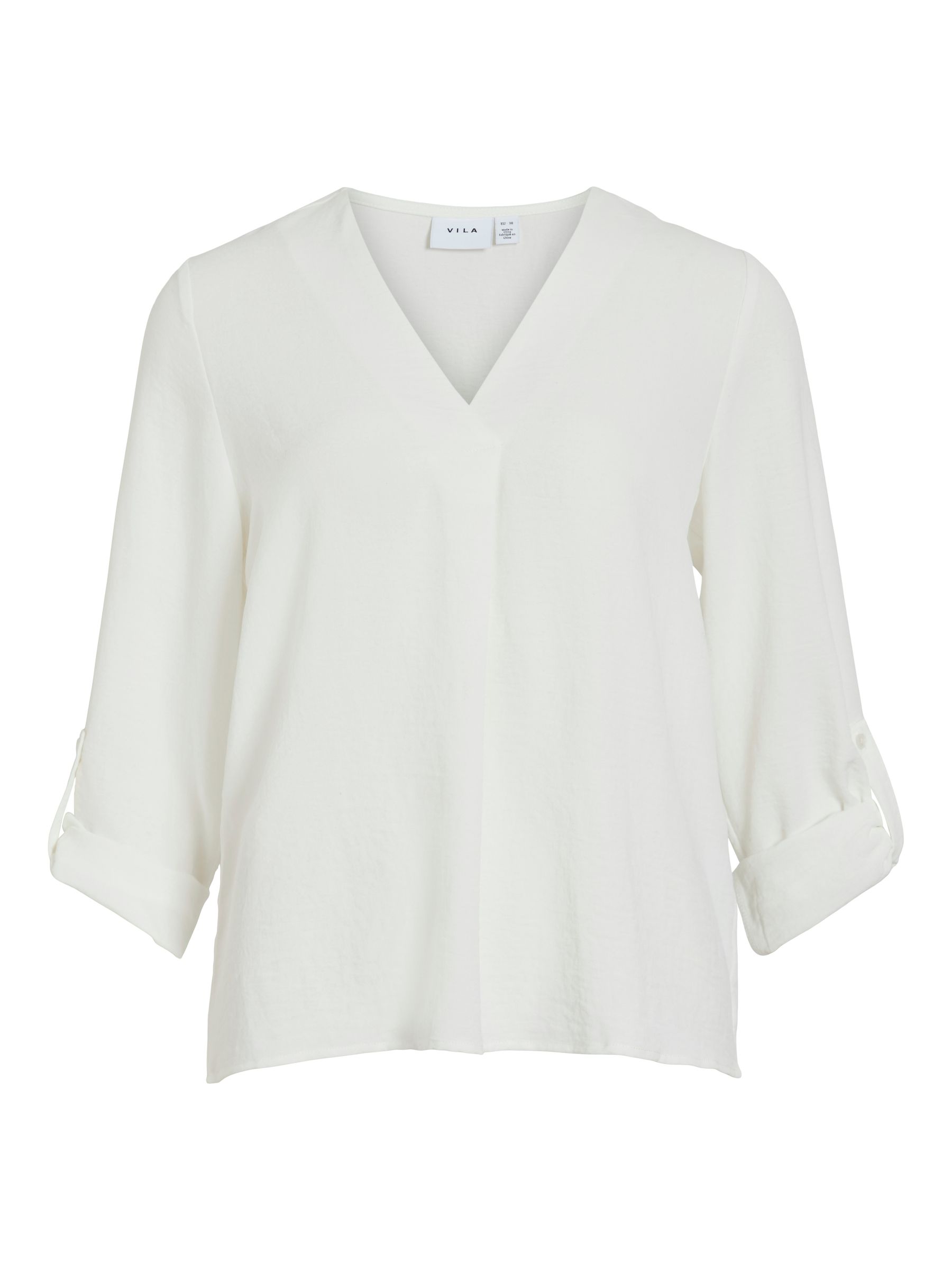VILA_Springsummer_4641934_14102906.jpg Struktur Design Top mit V-Ausschnitt Crepe Bluse mit 3/4 Arm