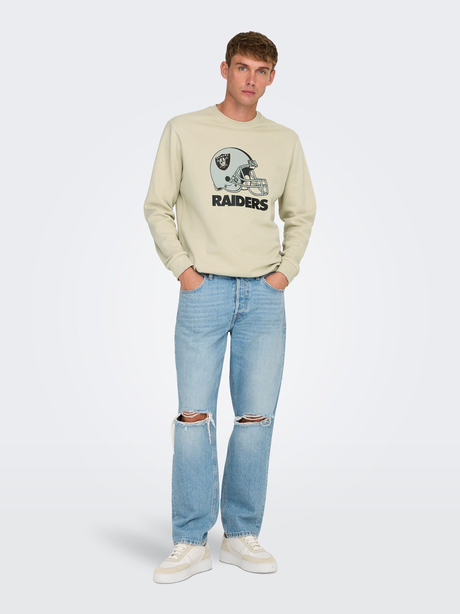 ONLY&SONS_Autumnwinter_4648577_22031838_5.jpg Weiches Rundhals Sweatshirt Eagles / Raiders Langarm Pullover