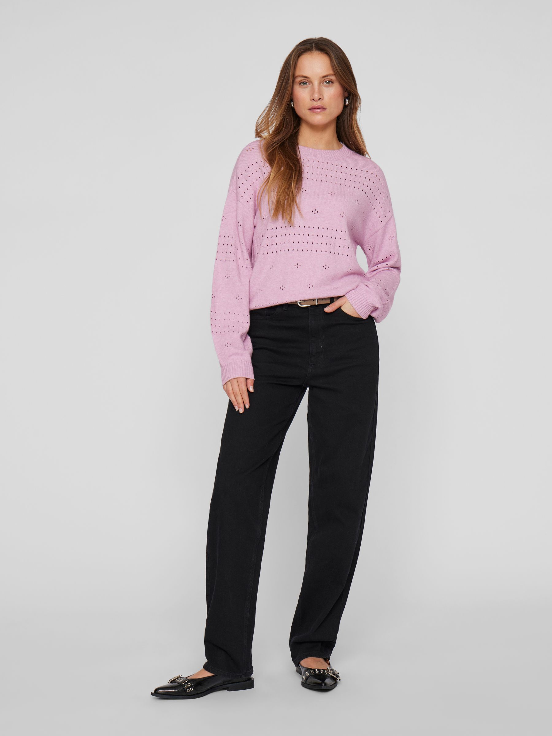 VILA_NOOS2025_4730184_14101222_6.jpg Soft Strickpullover mit Ballonärmel Pointelle Muster