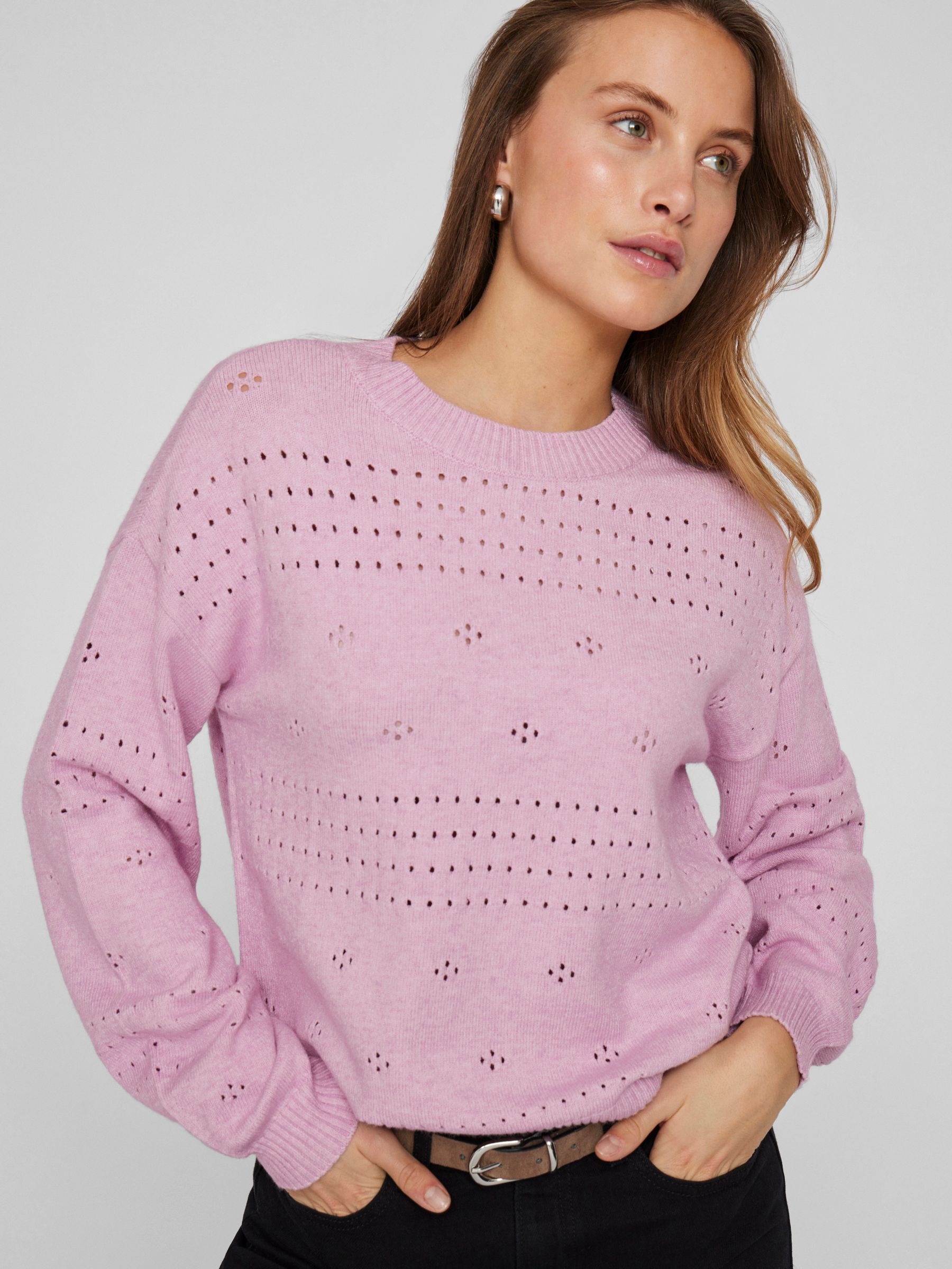 VILA_NOOS2025_4730184_14101222_7.jpg Soft Strickpullover mit Ballonärmel Pointelle Muster