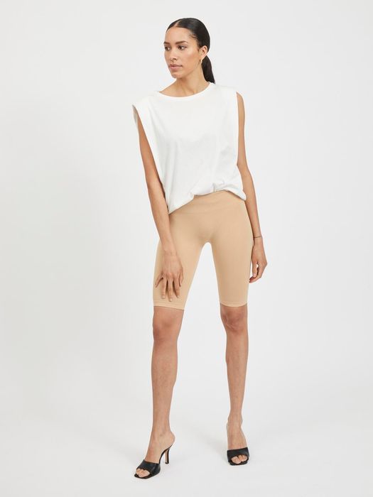 Vila VILA Leggingshorts 2er-Set Figurformend Gerippter Bund – Sand, Bild 4