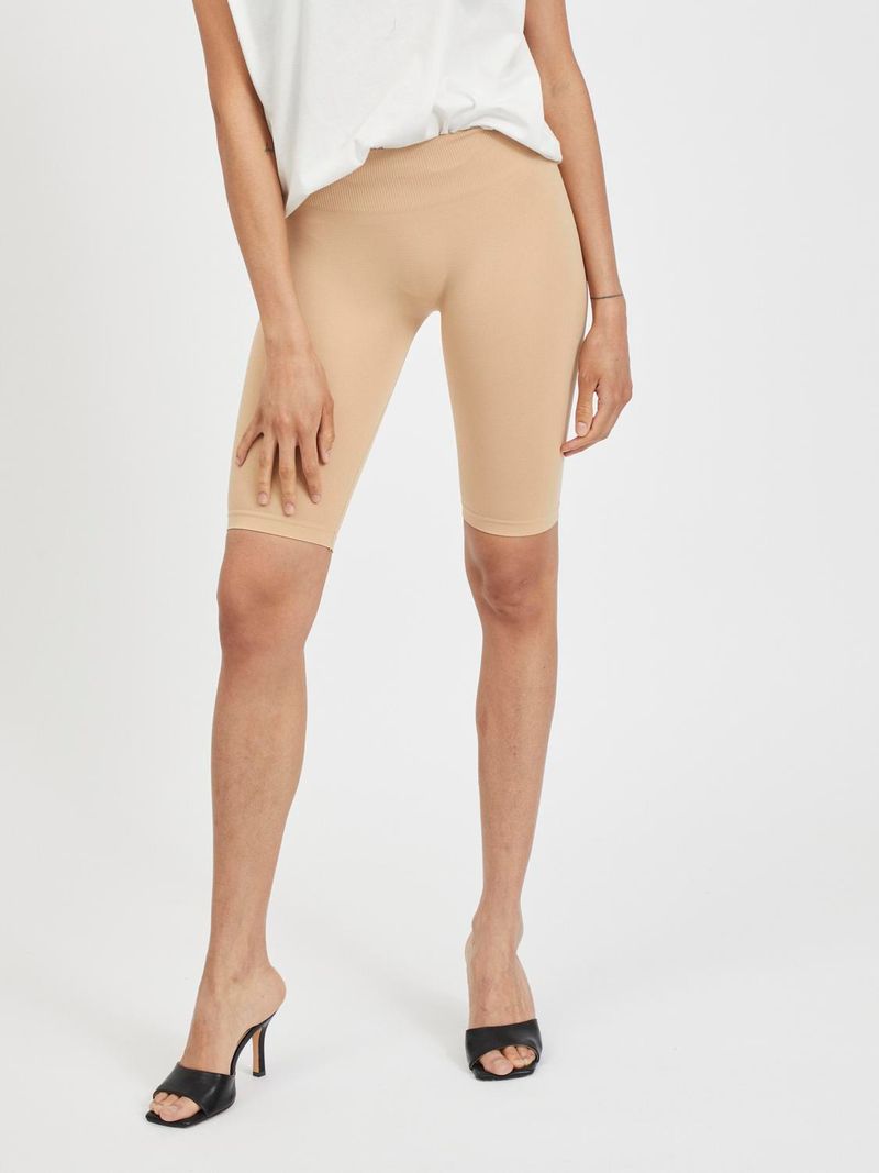 Vila VILA Leggingshorts 2er-Set Figurformend Gerippter Bund – Sand, Bild 2