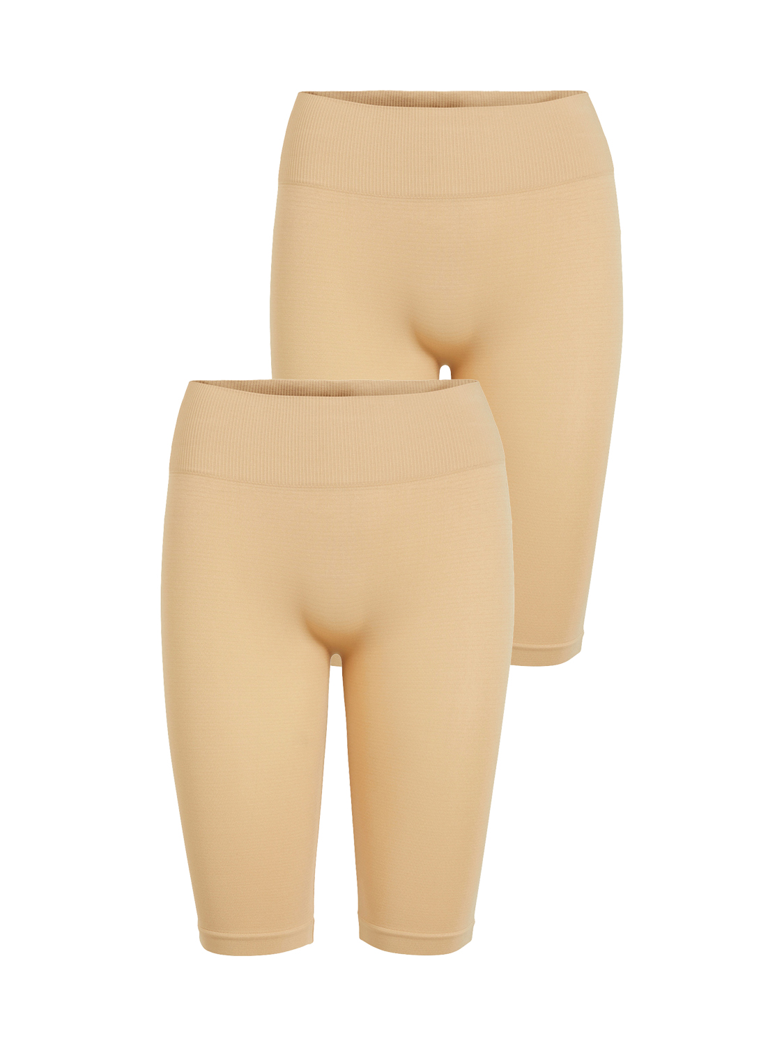 Vila VILA Leggingshorts 2er-Set Figurformend Gerippter Bund – Sand, Bild 1