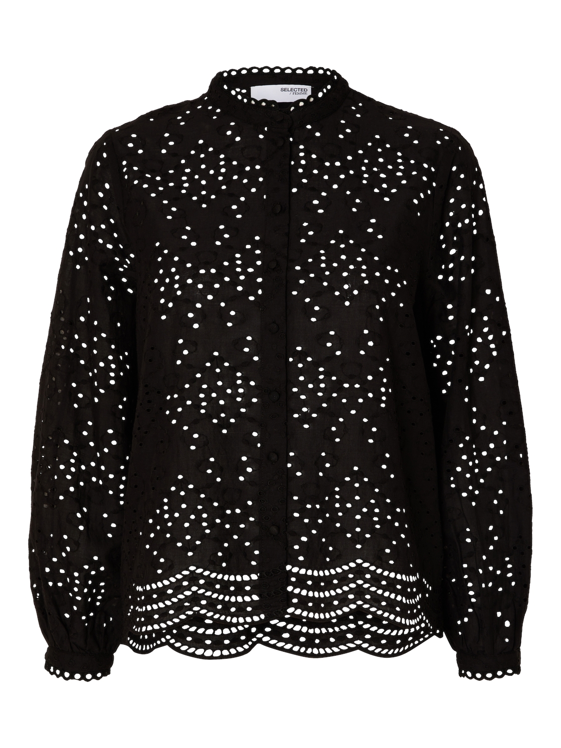 Selected Femme SELECTED FEMME Bluse mit Lochstickerei Design Feines Muschelsaum – Schwarz, Bild 1