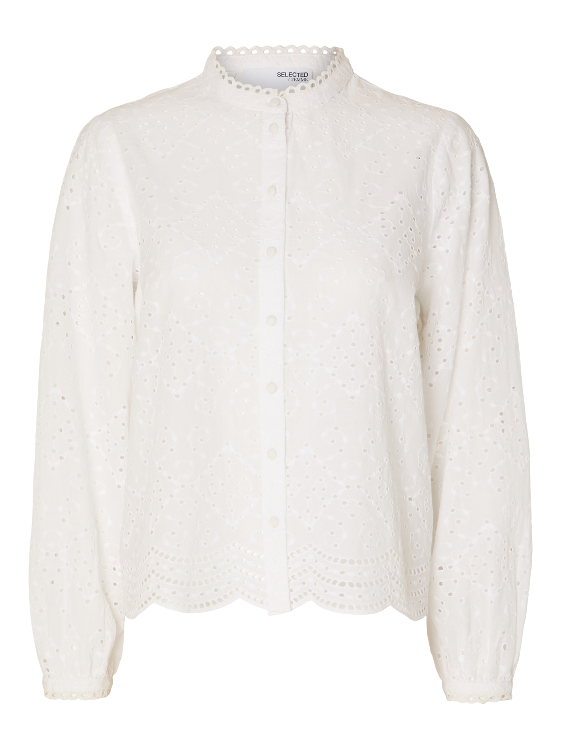 Selected Femme SELECTED FEMME Bluse mit Lochstickerei Design Feines Muschelsaum – Weiß, Bild 1