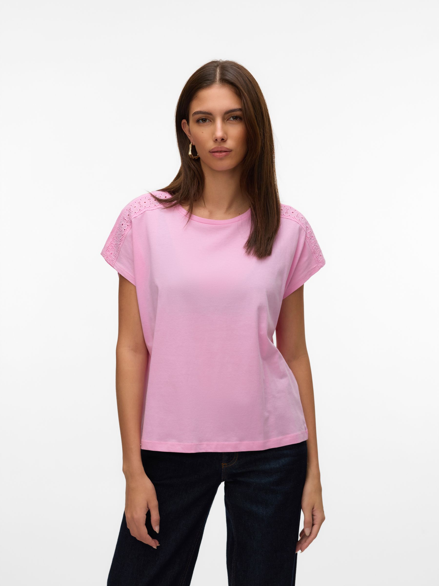 Trendiges Sommer Shirt mit Spitze Rundhals Trendiges Sommer Shirt mit Spitze Rundhals
