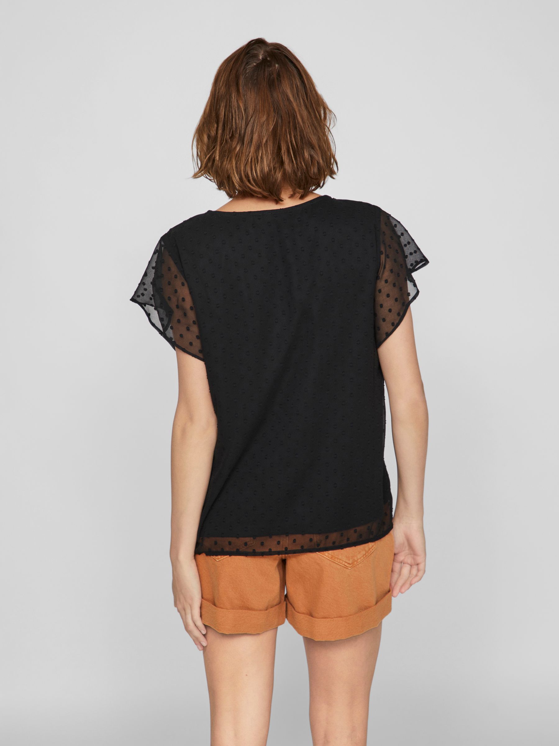 VILA_SpringSummer2025_4576389_14100340_5.jpg T-Shirt mit Pünktchen und Kordel-Detail an Ausschnitt