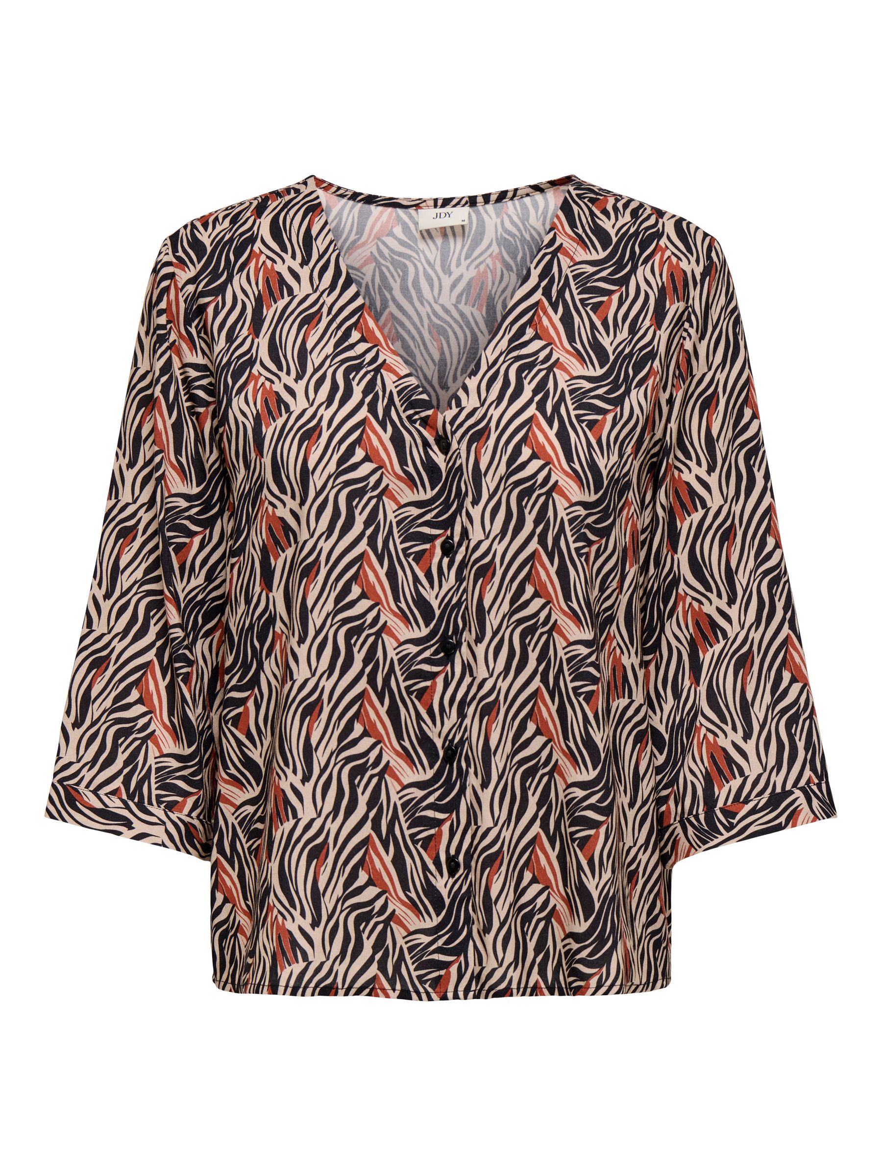 JDY_Autumnwinter_4751843_15348103.jpg Blusenshirt mit V-Ausschnitt und Designmuster, 3/4-Arm