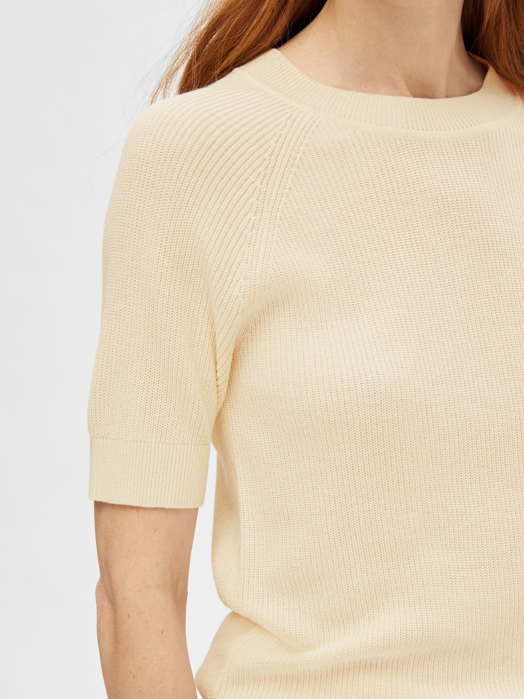 SELECTED-FEM_NOOS2025_birch_16092292_5.jpg Rundhals Strickpullover mit halblangen Ärmeln