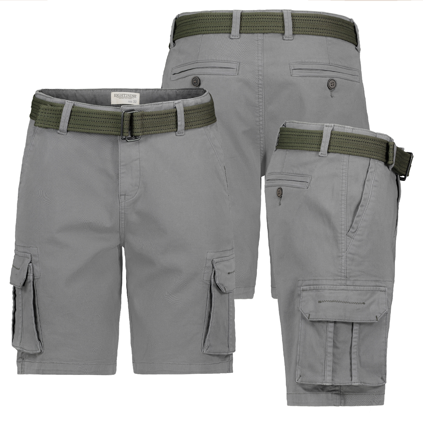 H64062BB62370KA1EN_001.jpg Kurze Cargo Shorts mit Gürtel und Chino Style