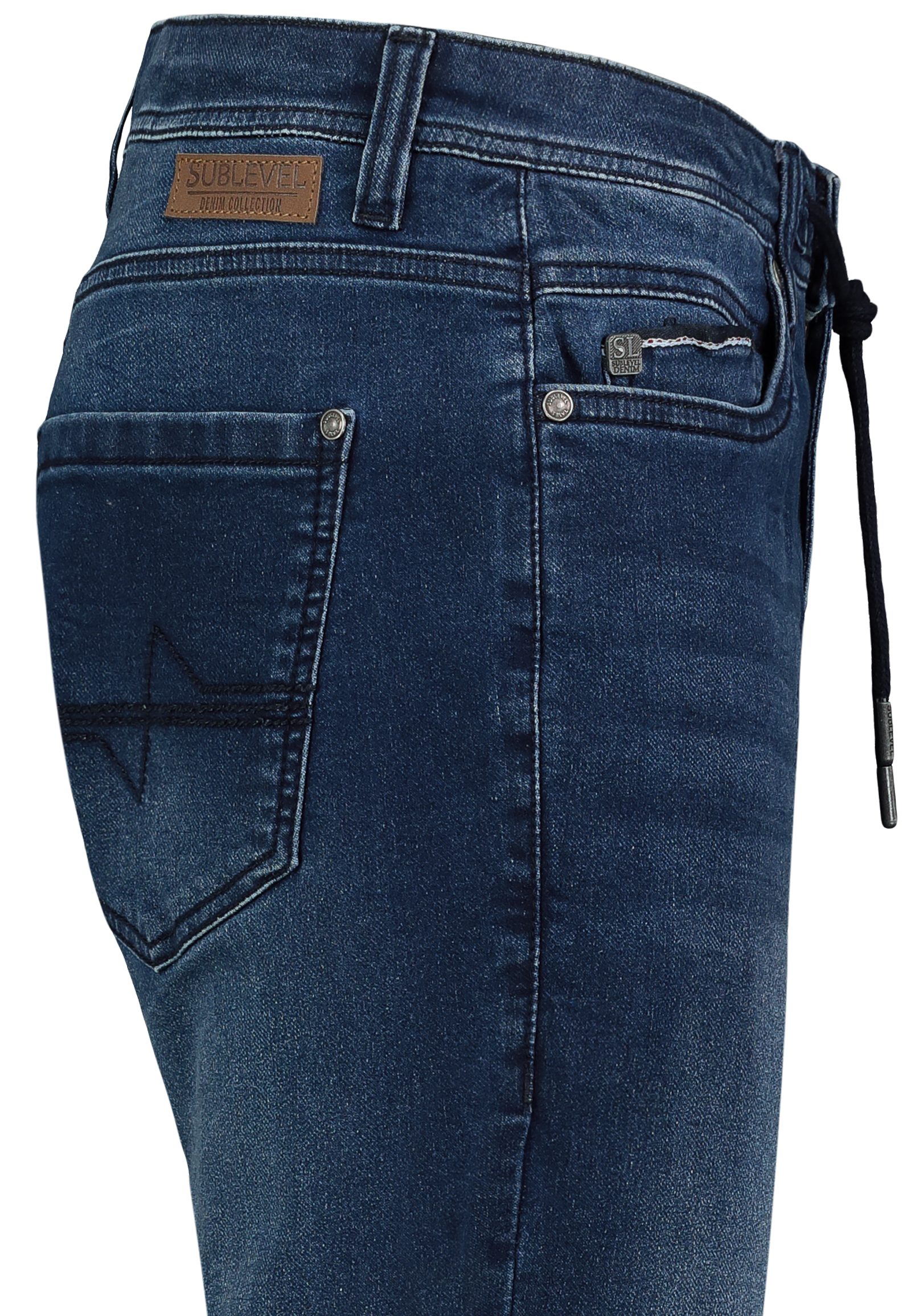 H13245BD62454D84NO_19400_D2.jpg Slim Fit Jeans Used Denim Waschung Tunnelzug Sommer