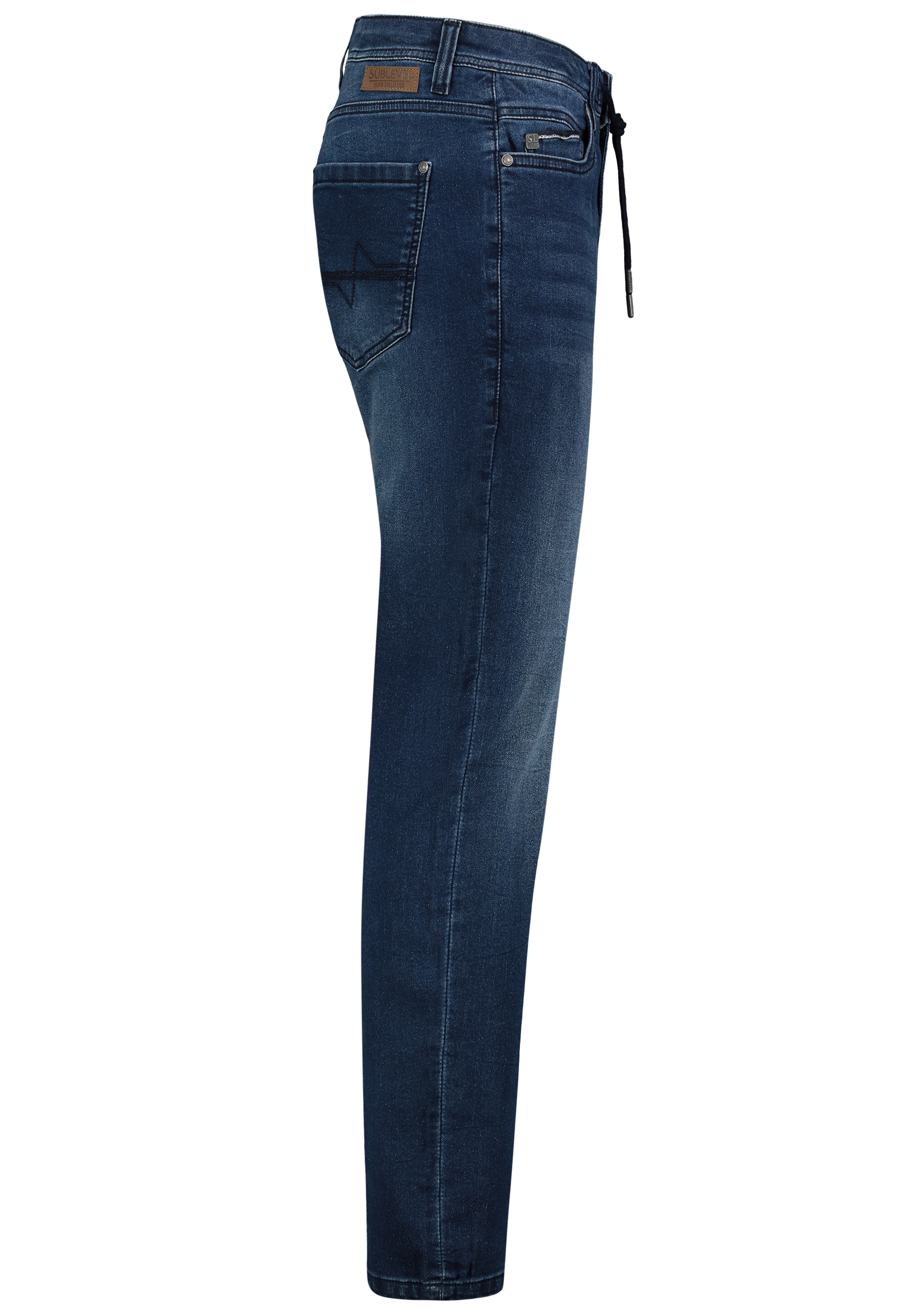 H13245BD62454D84NO_19400_S1.jpg Slim Fit Jeans Used Denim Waschung Tunnelzug Sommer