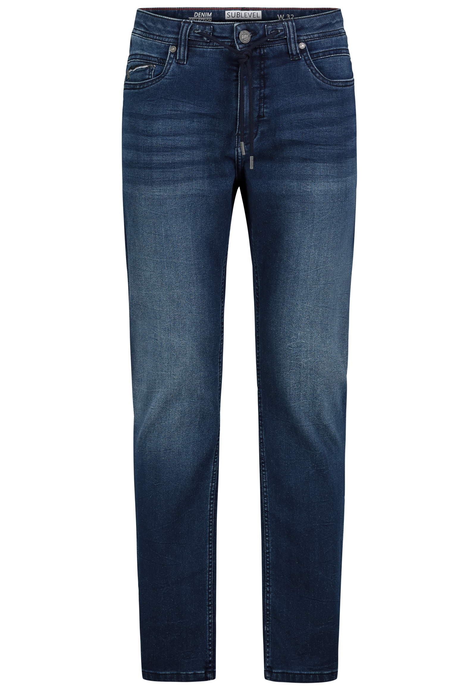 H13245BD62454D84NO_19400_V.jpg Slim Fit Jeans Used Denim Waschung Tunnelzug Sommer