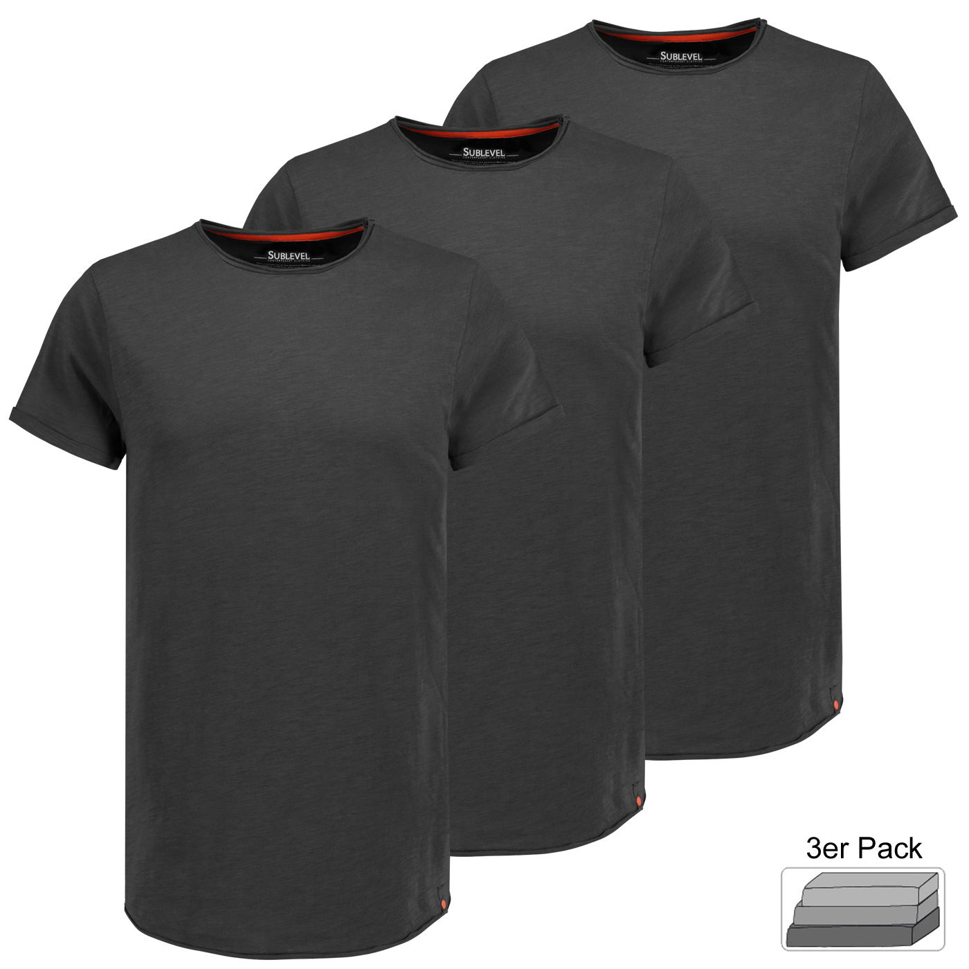 H16180M20539L2PK3_001.jpg 3er Pack Herren T-Shirts mit Rundhals und Rollkante