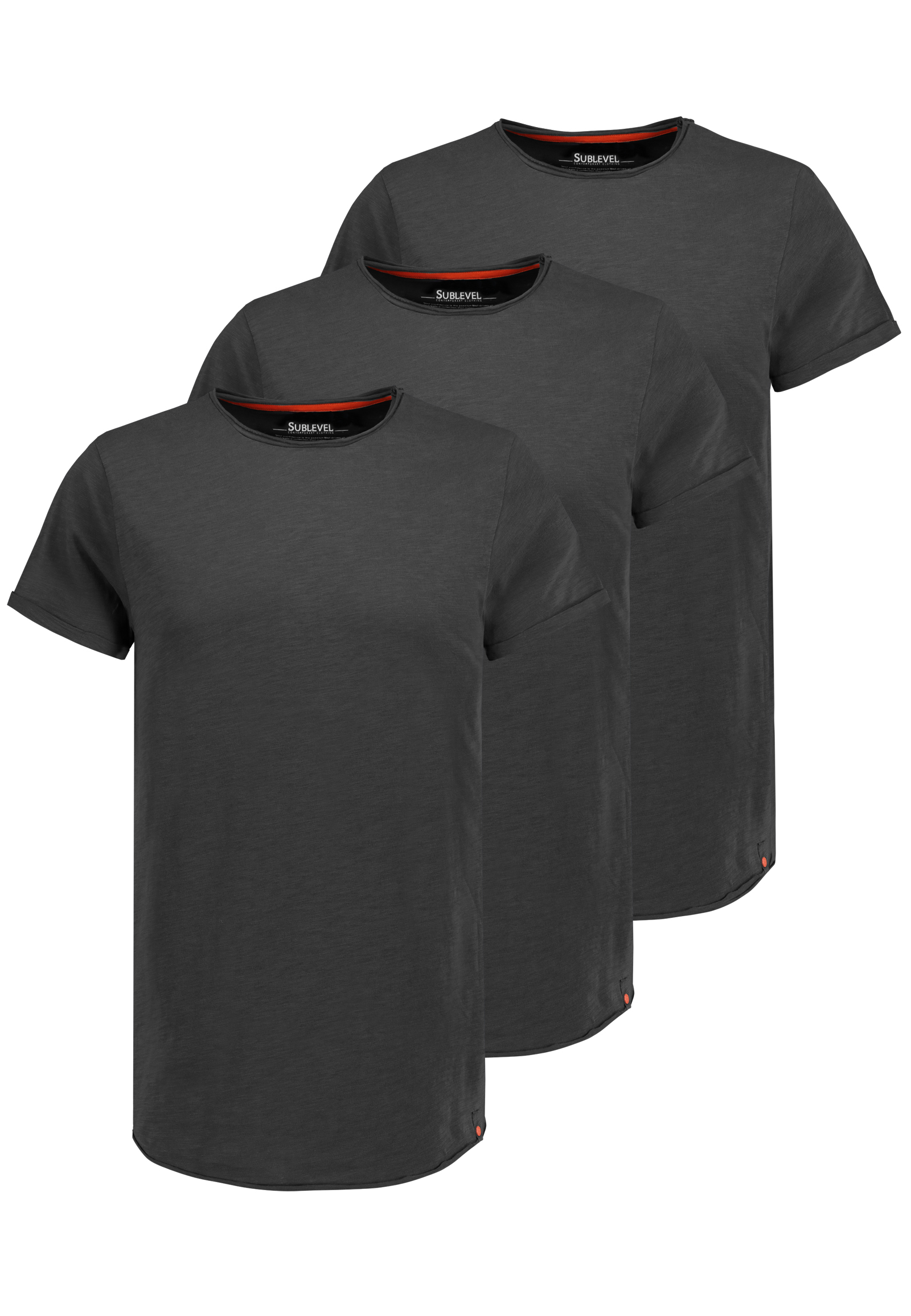 H16180M20539L2PK3_23400_V.jpg 3er Pack Herren T-Shirts mit Rundhals und Rollkante