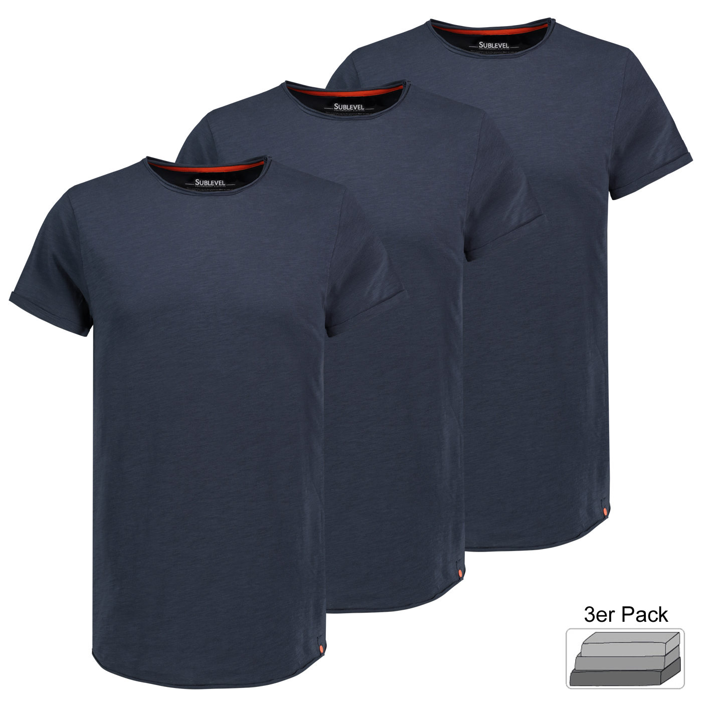 H16180M20539L4PK3_001.jpg 3er Pack Herren T-Shirts mit Rundhals und Rollkante