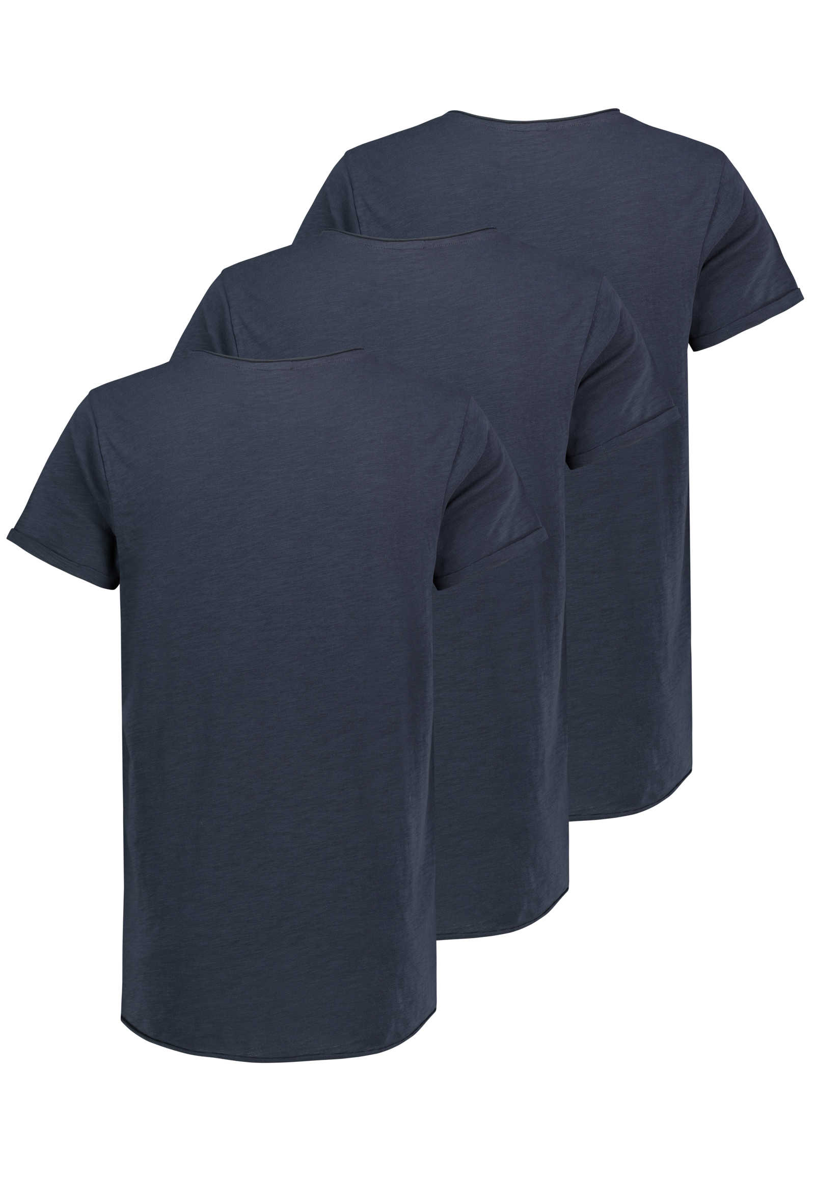 H16180M20539L4PK3_19400_H.jpg 3er Pack Herren T-Shirts mit Rundhals und Rollkante