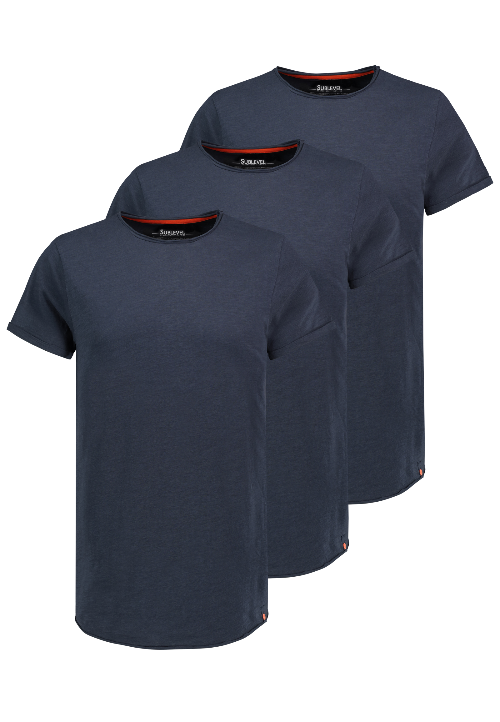 H16180M20539L4PK3_19400_V.jpg 3er Pack Herren T-Shirts mit Rundhals und Rollkante