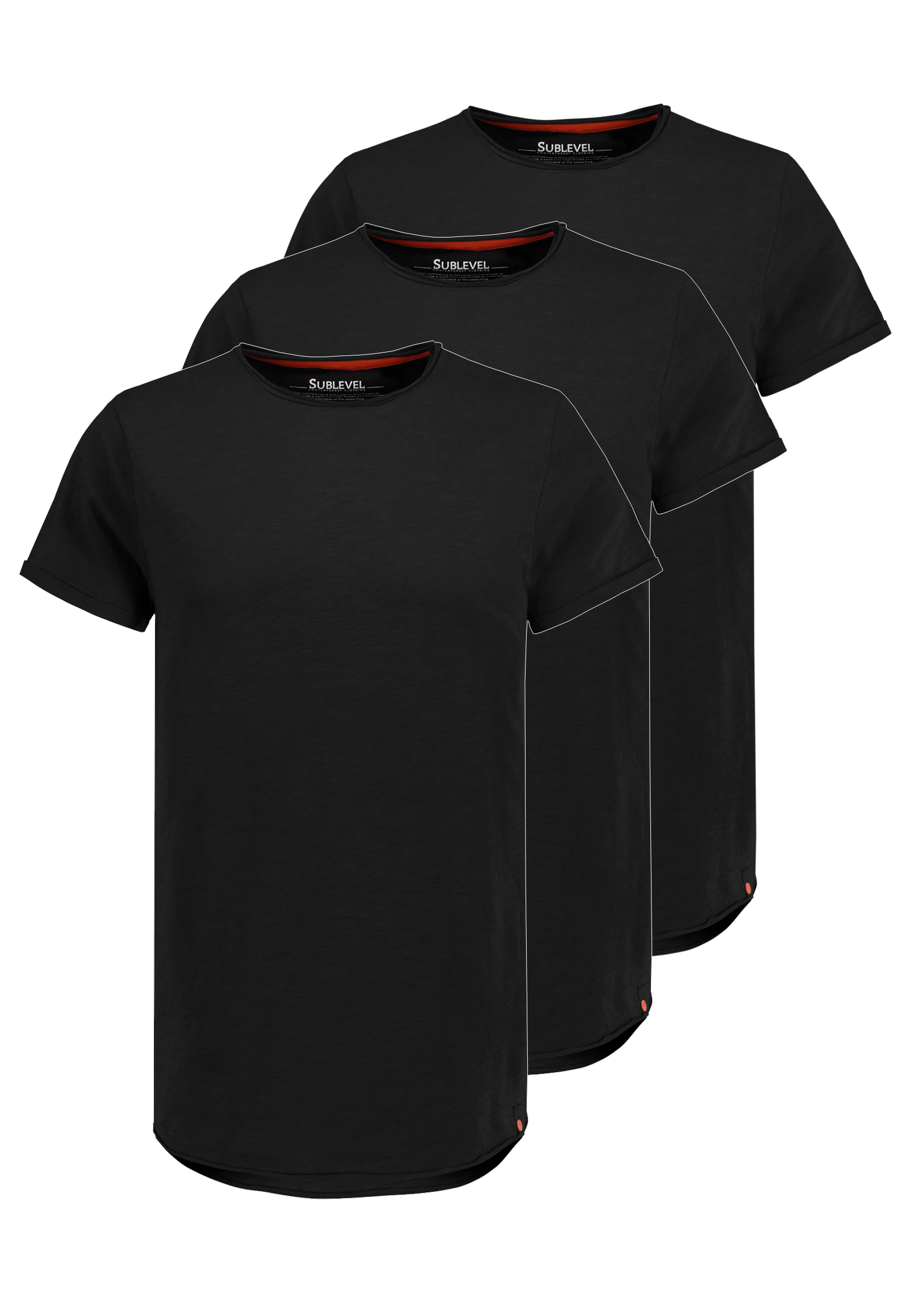H16180W20539K3PK3_24000_V.png 3er Pack Herren T-Shirts mit Rundhals und Rollkante