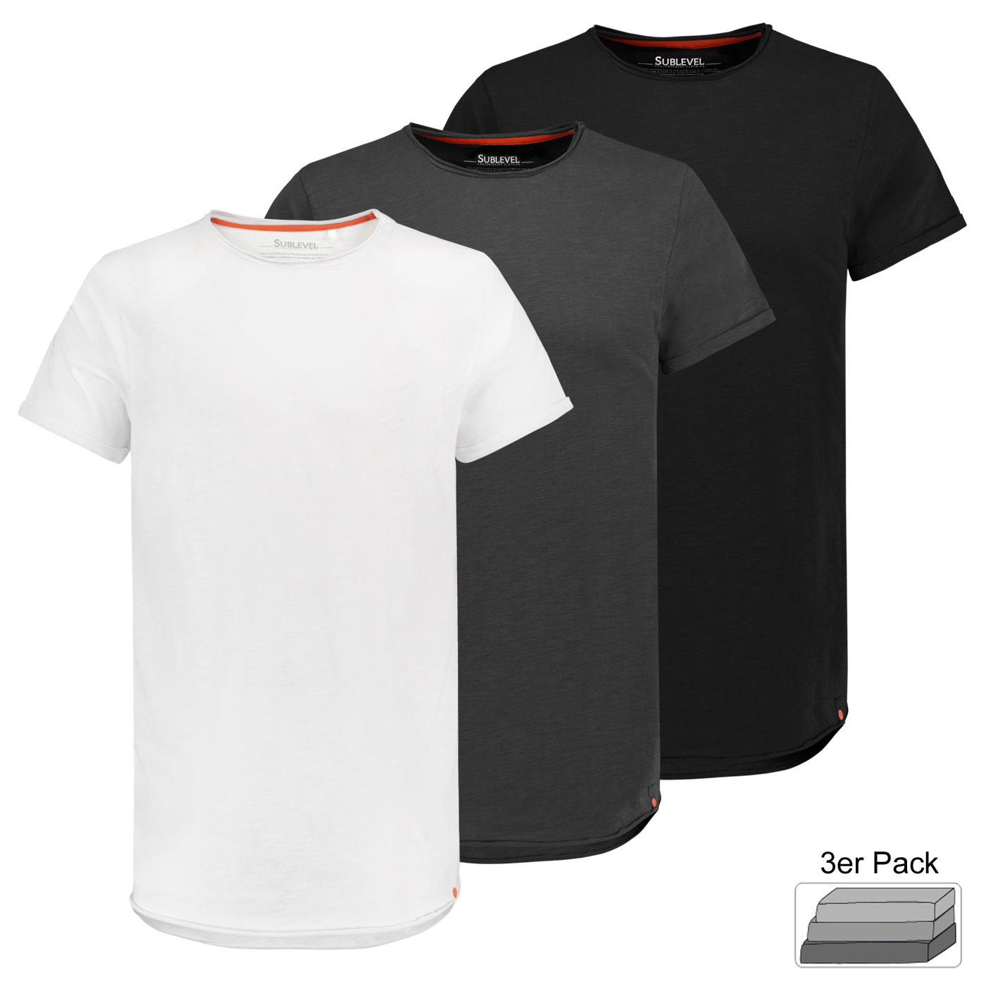 H16180W20539K5PK3_001.jpg 3er Pack Herren T-Shirts mit Rundhals und Rollkante