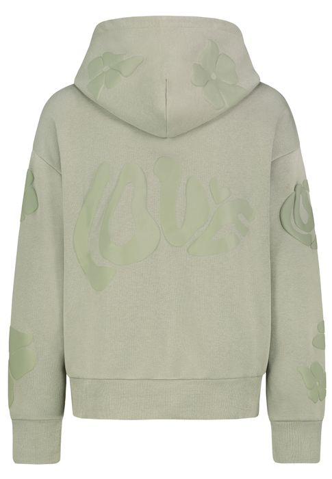 Kapuzenpullover mit Smiley-Motiven und Kängurutasche, Farbe: Grün-2