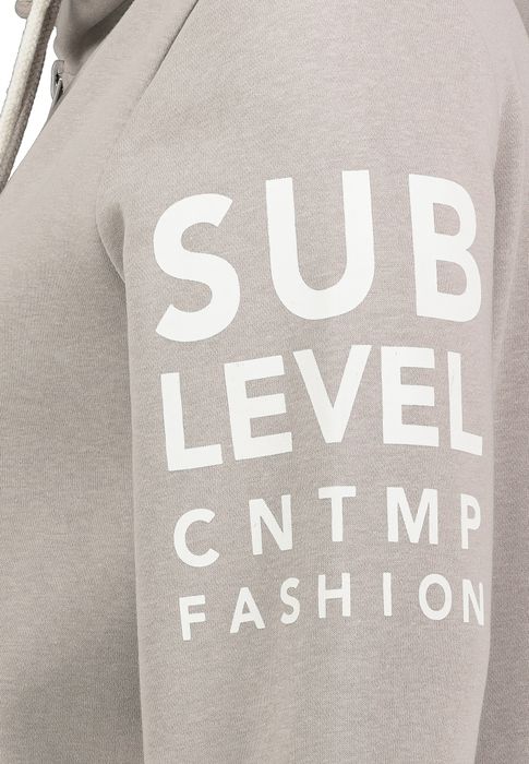 Sublevel Kapuzenpullover mit Kängurutasche und Logoprint – Beige, Bild 4