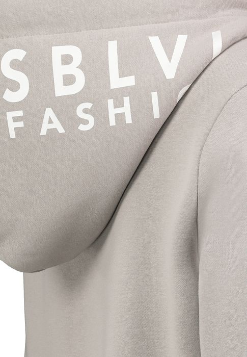 Sublevel Kapuzenpullover mit Kängurutasche und Logoprint – Beige, Bild 3