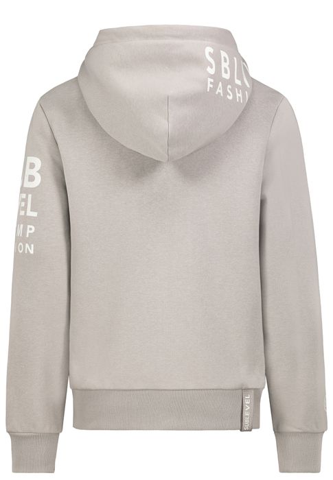 Kapuzenpullover mit Kängurutasche und Logoprint, Farbe: Beige-2