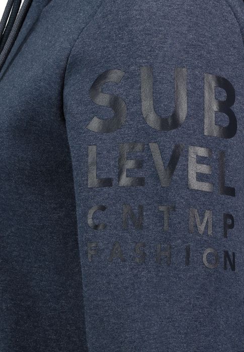 Sublevel Kapuzenpullover mit Kängurutasche und Logoprint – Blau, Bild 4
