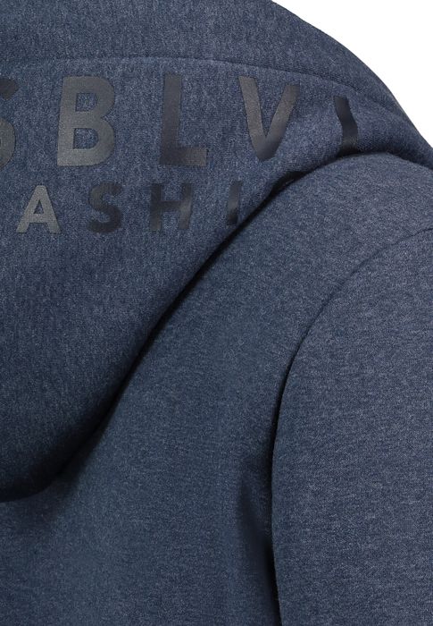 Sublevel Kapuzenpullover mit Kängurutasche und Logoprint – Blau, Bild 3