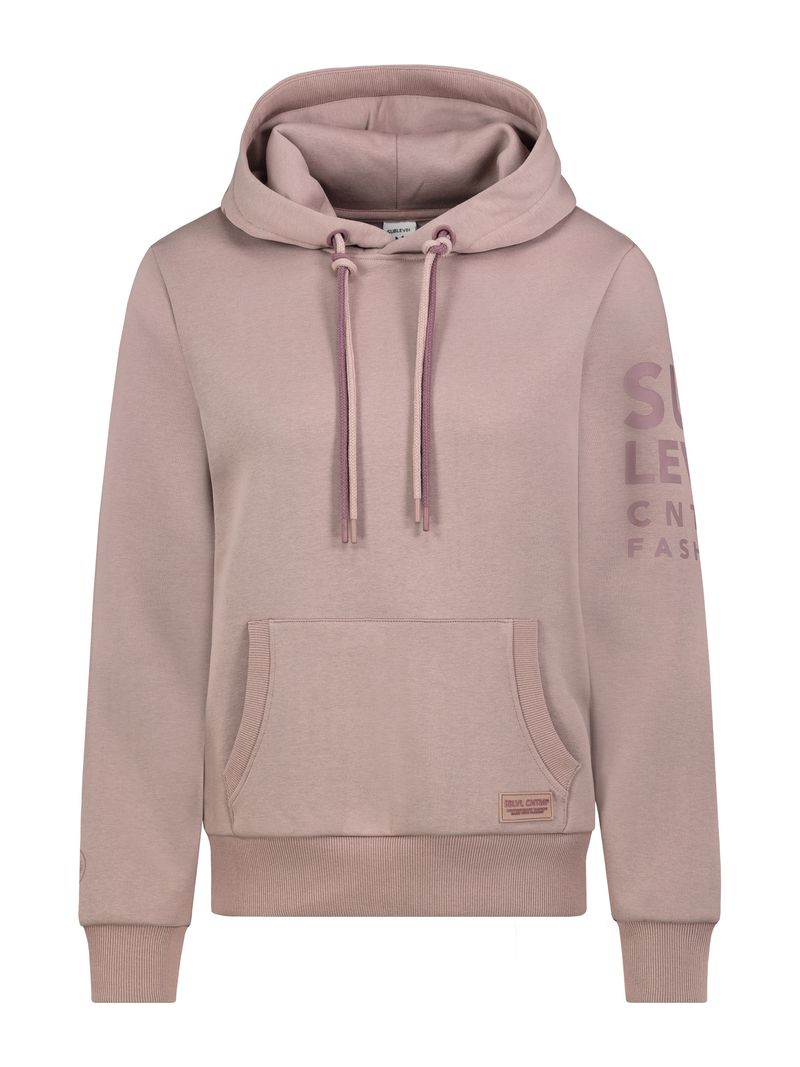Sublevel Kapuzenpullover mit Kängurutasche und Logoprint – Rosa, Bild 1