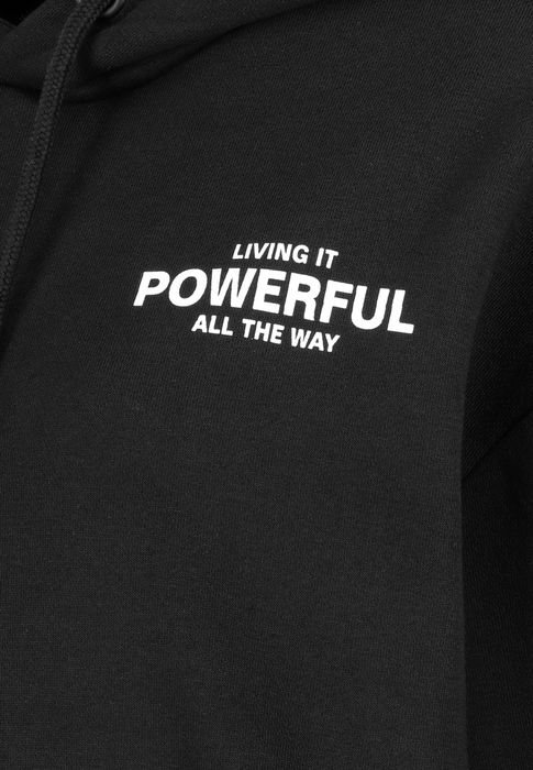Sublevel Kapuzenpullover mit Kängurutasche und Slogan-Print – Schwarz, Bild 5