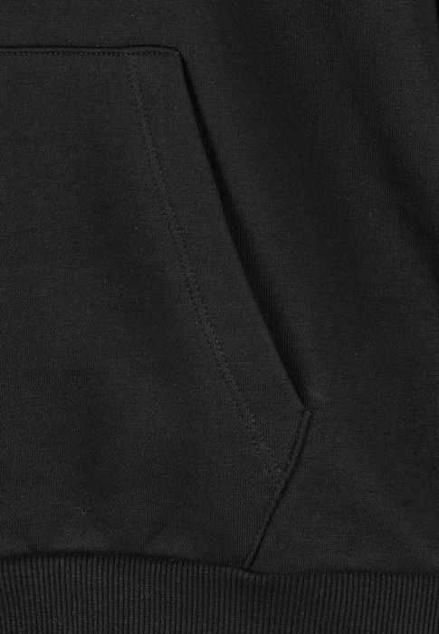 Sublevel Kapuzenpullover mit Kängurutasche und Slogan-Print – Schwarz, Bild 3