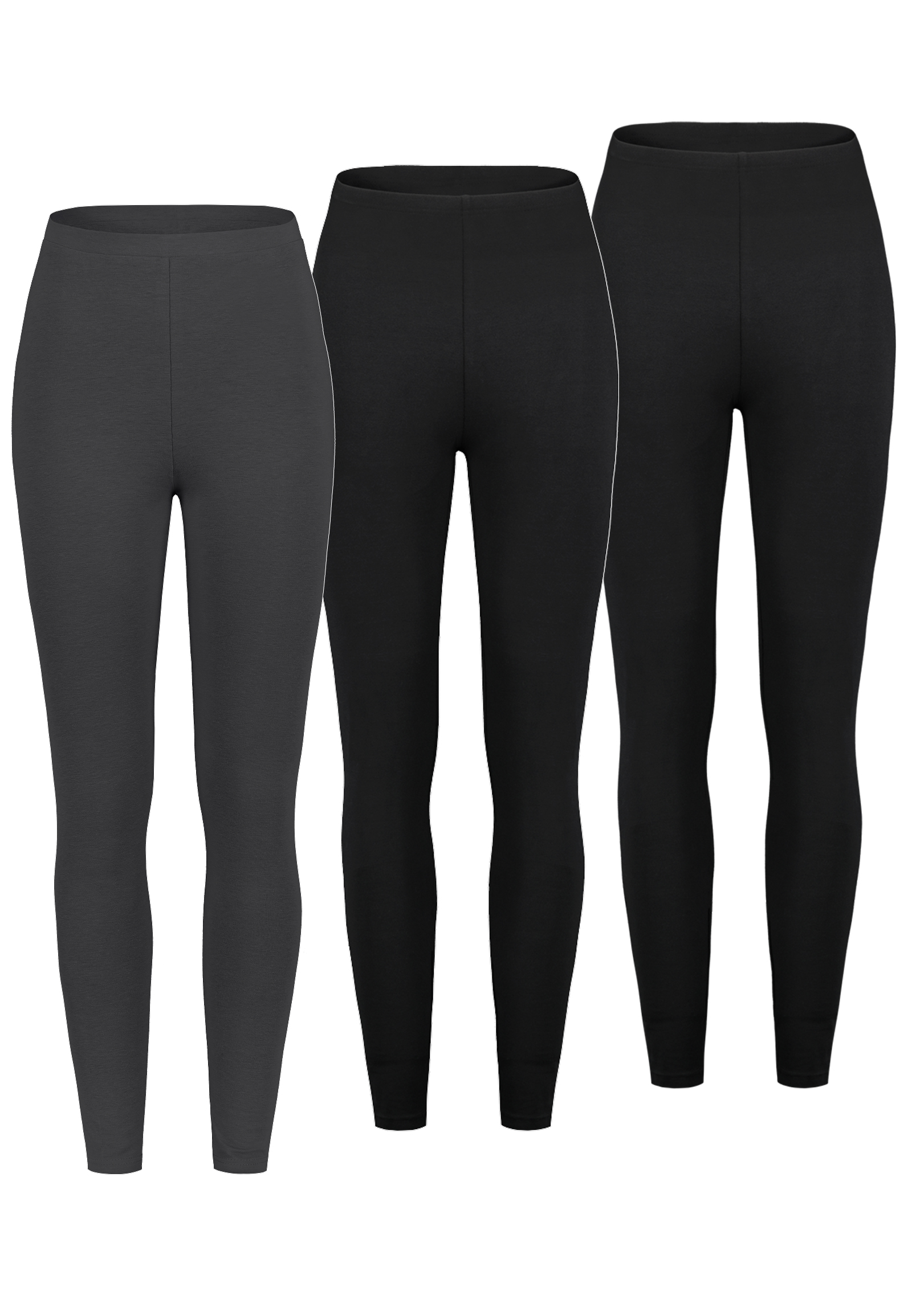 Sublevel Sublevel 3er-Pack Stretchige Leggings mit hohem Bund, – Schwarz-Dunkelgrau, Bild 1