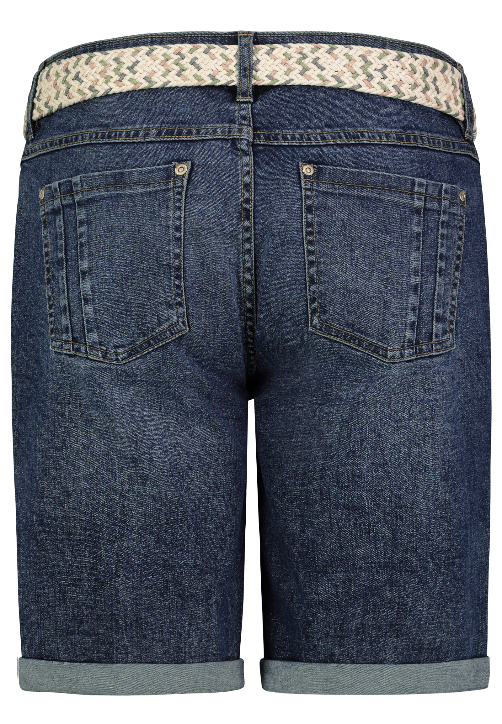 D85080BE62508ZD294_19400_H.jpg Denim Bermuda Jeans Shorts mit Flechtgürtel und Umschlag