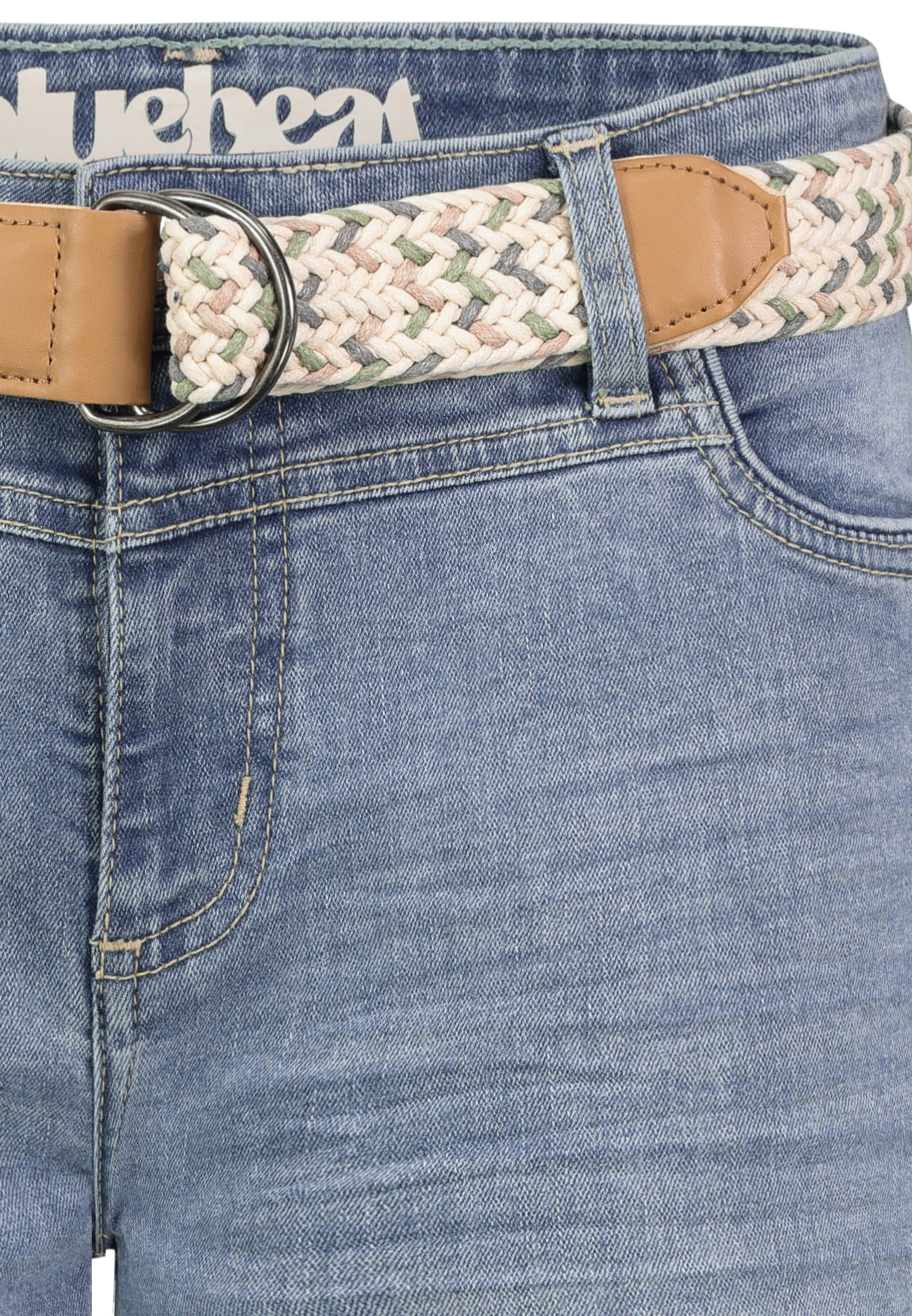 D85080BE62508ZL199_19200_D1.jpg Denim Bermuda Jeans Shorts mit Flechtgürtel und Umschlag