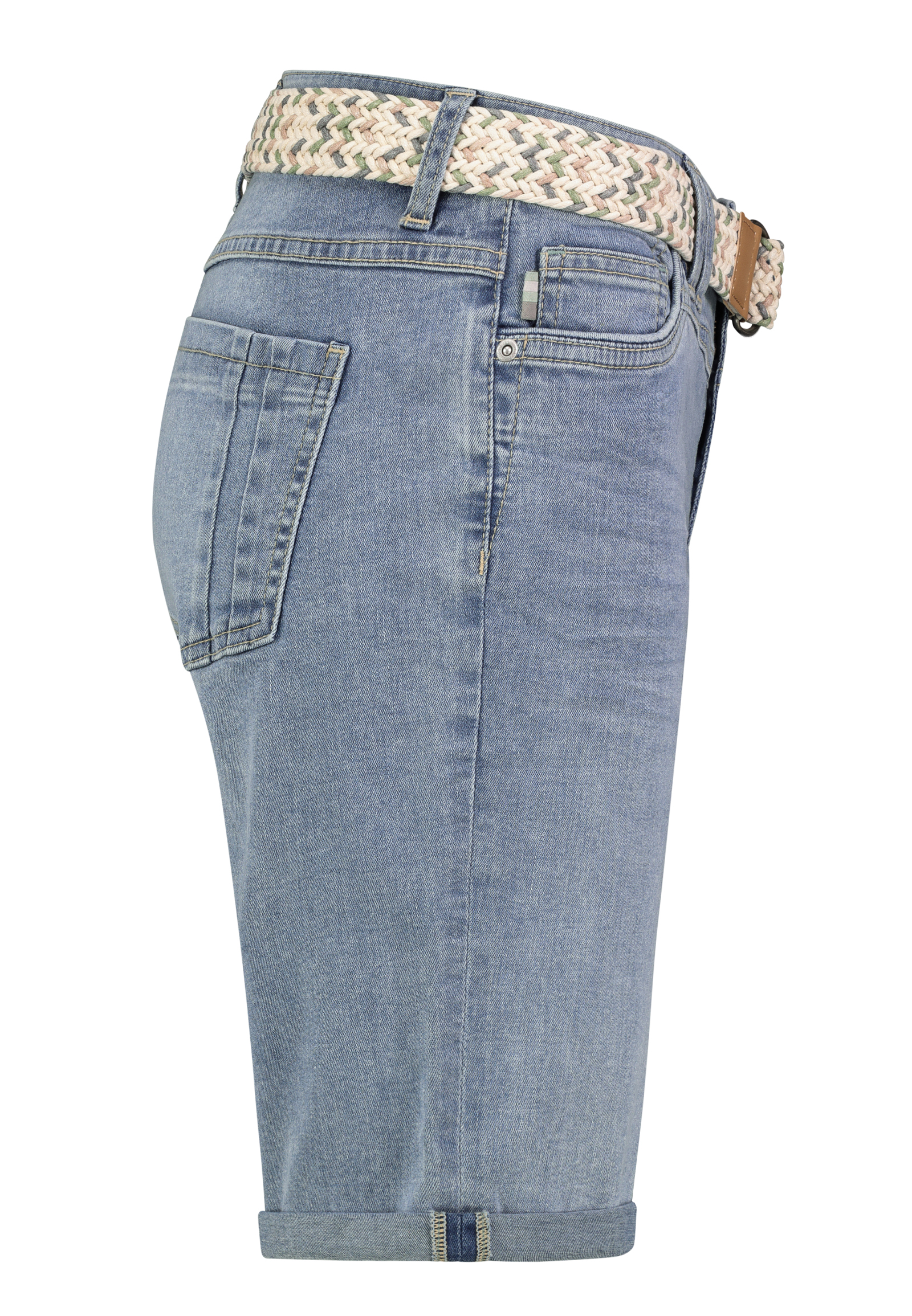 D85080BE62508ZL199_19200_S1.jpg Denim Bermuda Jeans Shorts mit Flechtgürtel und Umschlag