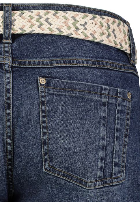 Sublevel Denim Bermuda Jeans Shorts mit Flechtgürtel und Umschlag – Blau, Bild 4