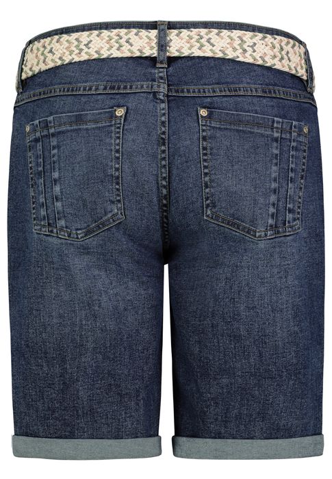 Sublevel Denim Bermuda Jeans Shorts mit Flechtgürtel und Umschlag – Blau, Bild 3