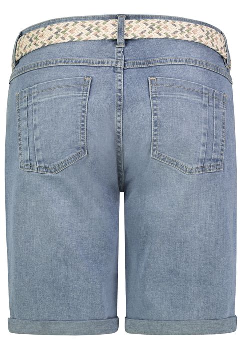 Sublevel Denim Bermuda Jeans Shorts mit Flechtgürtel und Umschlag – Hellblau, Bild 3