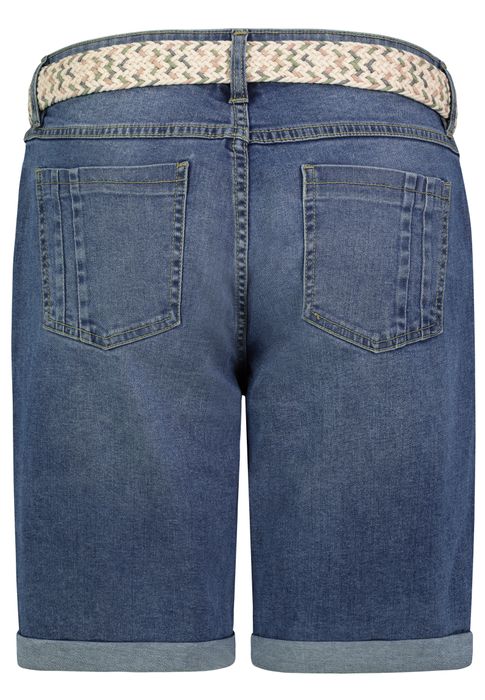 Sublevel Denim Bermuda Jeans Shorts mit Flechtgürtel und Umschlag – Blau, Bild 3