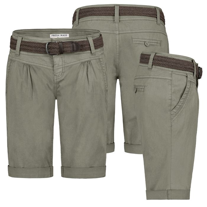 Fresh Made Bermuda Chinoshorts mit geflochtenem Gürtel und Taschen – Grün, Bild 8