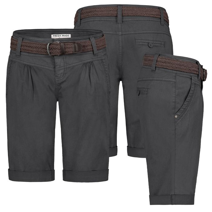 Fresh Made Bermuda Chinoshorts mit geflochtenem Gürtel und Taschen – Dunkelgrau, Bild 8